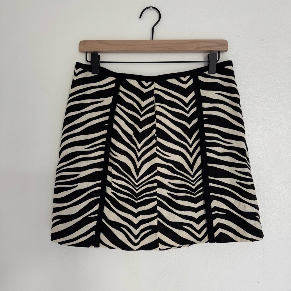 J. Crew Black and White Zebra Linen Mini Skirt Size 4